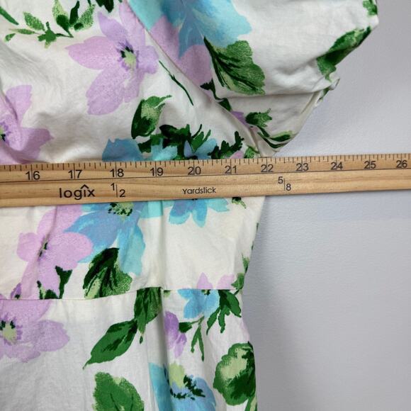 Old Navy Floral Mini Dress 2X Multi Smocked Puff Sleeve Cottagecore Boho Bloom - Picture 8 of 9
